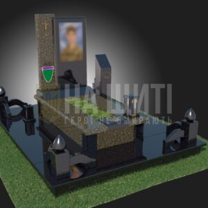 Військовий пам'ятник із темного граніту з хрестом